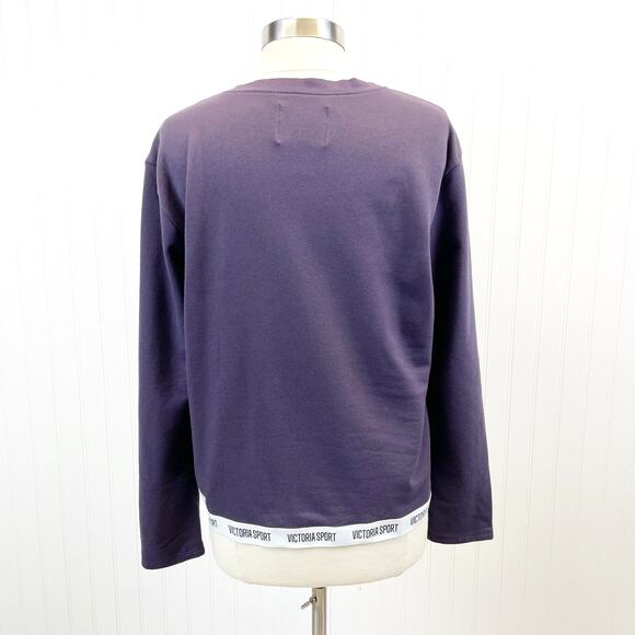 Victoria Sport Womens‎ L Spellout Sweatshirt Knit Top Purple Asymmetric Active - Picture 4 of 8